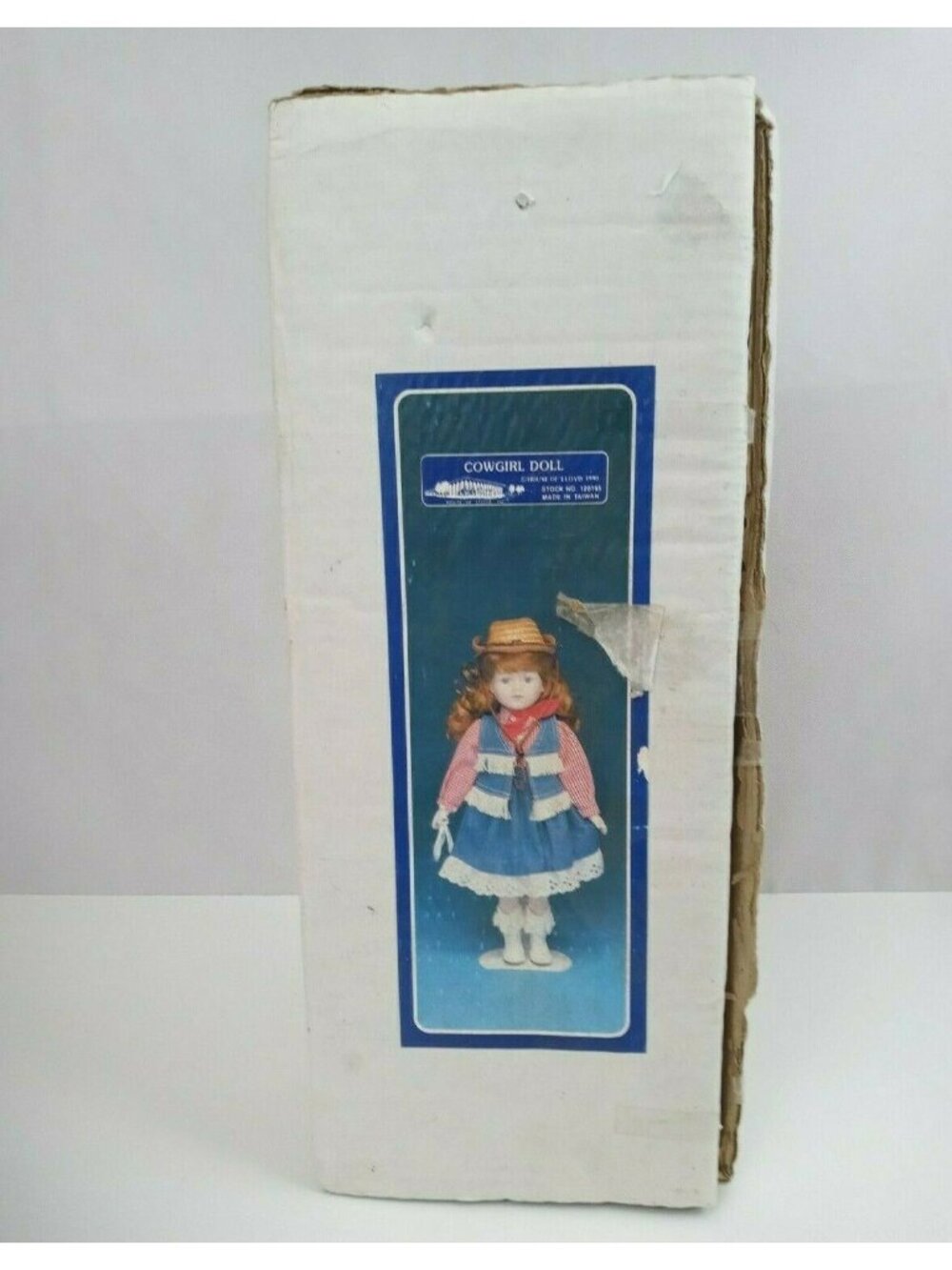 VTG 1990 House Of Lloyd Cowgirl Doll Stock No. 120165 Porcelain Doll W/ Stand